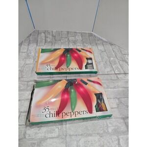 Lot‎ of 2 Multi Chili Pepper Light Swag 14" Indoor/Outdoor Vintage